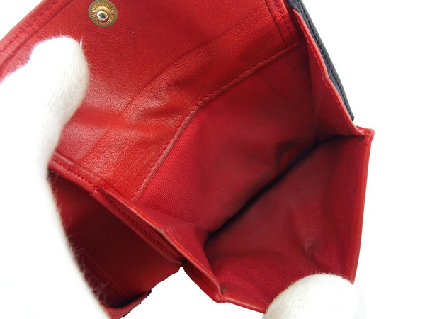 クリスチャンディオール Christian Dior 二つ折り財布 ブラック×レッド