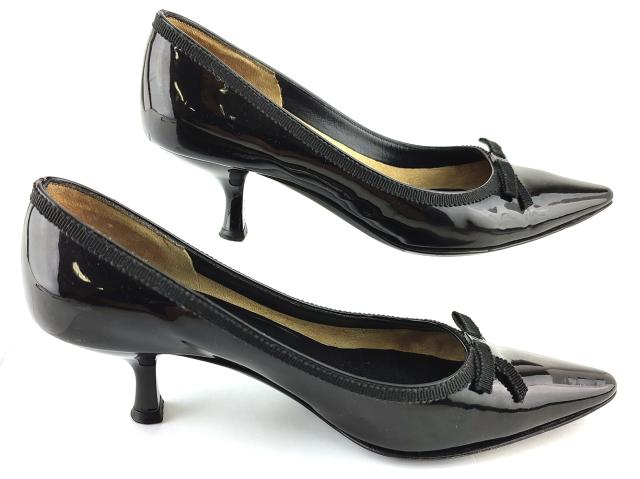 サルヴァトーレフェラガモ Salvatore Ferragamo パンプスリボン ♯4ハーフD ミニヴァラ ブラック 中古_5