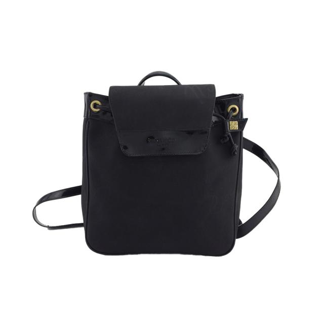 【X'masセール★30%OFF】ニナリッチ NINA RICCI リュック・デイパックロゴ柄 ブラック×ゴールド レディース 中古