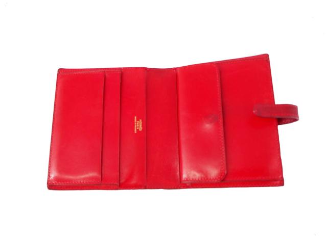 【GWタイムセール】エルメス HERMES 二つ折り財布 ルージュカザック レディース 中古_4