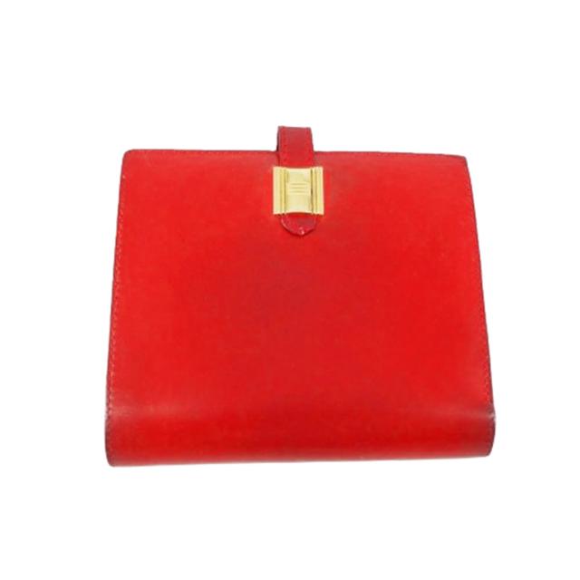 【GWタイムセール】エルメス HERMES 二つ折り財布 ルージュカザック レディース 中古_9