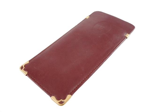 カルティエ CARTIER メガネケース マストライン ボルドー×ゴールド