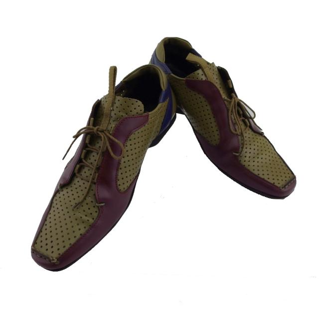 【BIGお買い物ラリー★30%OFFセール中】プラダ PRADA スニーカー ベージュ×ボールド×ブルー レディース 中古