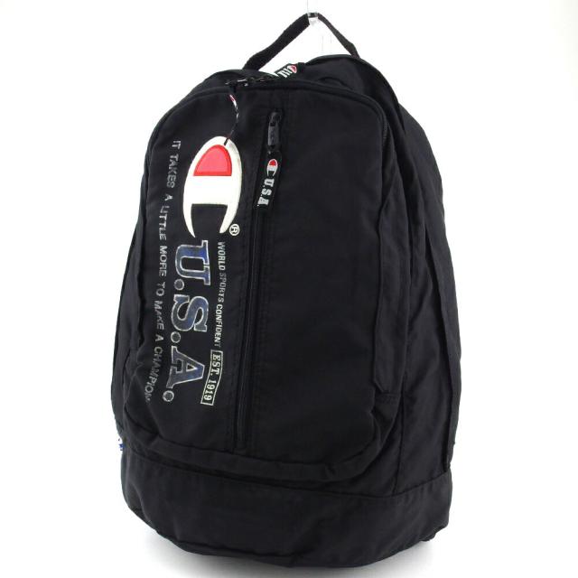 【BIGお買い物ラリー★30%OFFセール中】チャンピオン Champion リュック・デイパックCロゴマーク USA ブラック ホワイト 白 レッド系 レディース 中古