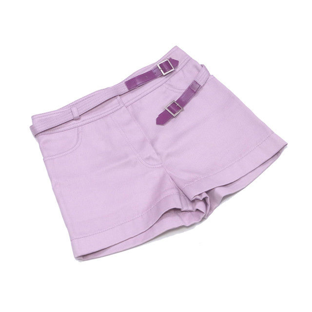 【BIGお買い物ラリー★30%OFFセール中】シャネル CHANEL パンツダブルベルト付き ♯36サイズ ライトパープル系 レディース 中古