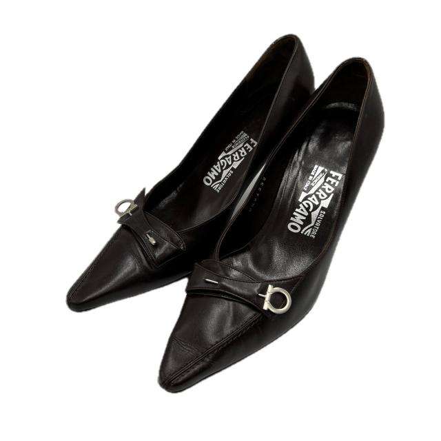 【BIGお買い物ラリー★30%OFFセール中】サルヴァトーレフェラガモ Salvatore Ferragamo パンプスガンチーニ #6 ブラウン レディース 中古
