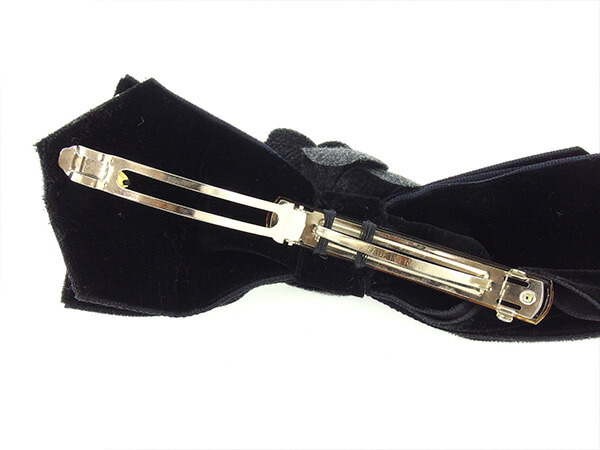 【30％OFF★週末タイムSALE】シャネル CHANEL バレッタカメリア×リボン ブラック×グレー レディース 中古_3