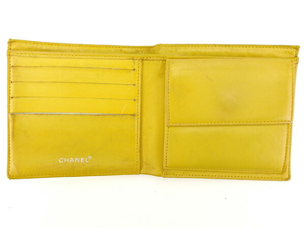 シャネル CHANEL 二つ折り財布ニュートラベルライン イエロー レディース 中古_4