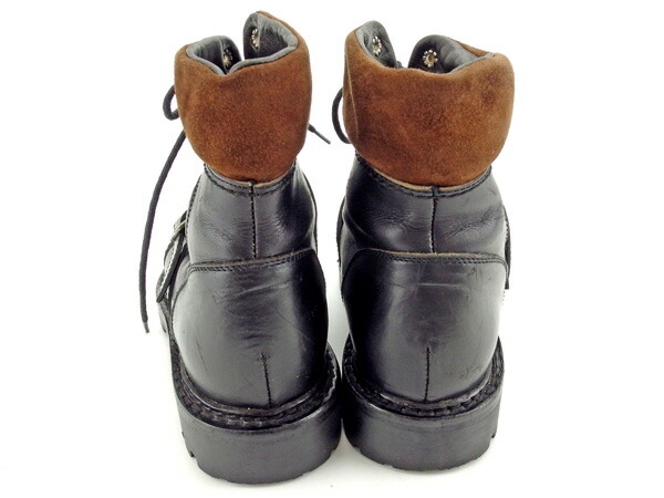 【30％OFF★土日ひと休み大売り出し】グッチ GUCCI ブーツトレッキング ♯34二分の一C 遊撃手 黒いこと×赤銅色×しろがね色 レディース 中古