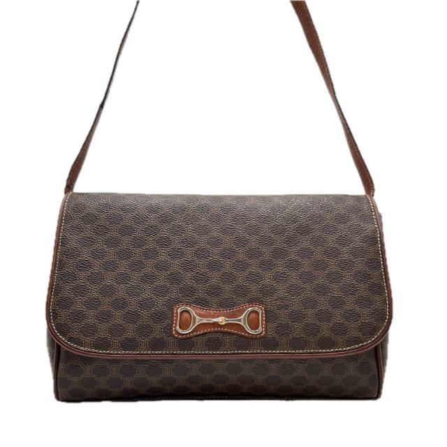 【BIGお買い物ラリー★30%OFFセール中】セリーヌ CELINE ショルダーバッグマカダム ブラウン ベージュ レディース 中古