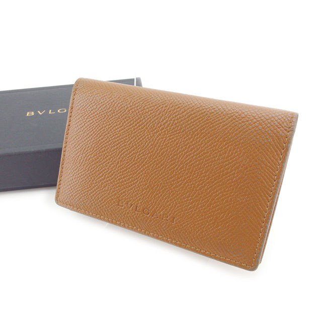 【BIGお買い物ラリー★30%OFFセール中】ブルガリ BVLGARI カードケースロゴ ライトブラウン レディース 中古