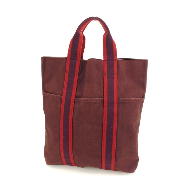 【BIGお買い物ラリー★30%OFFセール中】エルメス HERMES トートバッグフールトゥ カバス ボルドー×レッド レディース 中古
