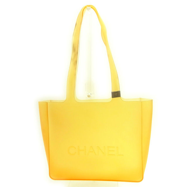 【BIGお買い物ラリー★30%OFFセール中】シャネル CHANEL トートバッグロゴ クリアオレンジ×シルバー レディース 中古
