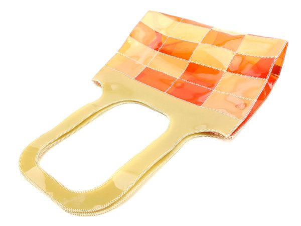 シャネル CHANEL トートバッグチョコバー ロゴ入り ベージュ×オレンジ