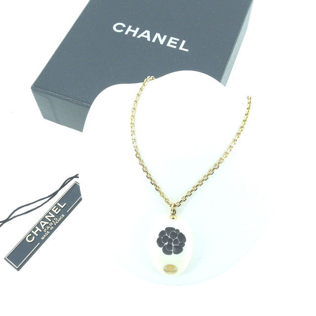 【30％OFF★土日ひと休み大売り出し】シャネル CHANEL ネックレスココマーク 白いこと×黒いこと×ゴールド レディース 中古