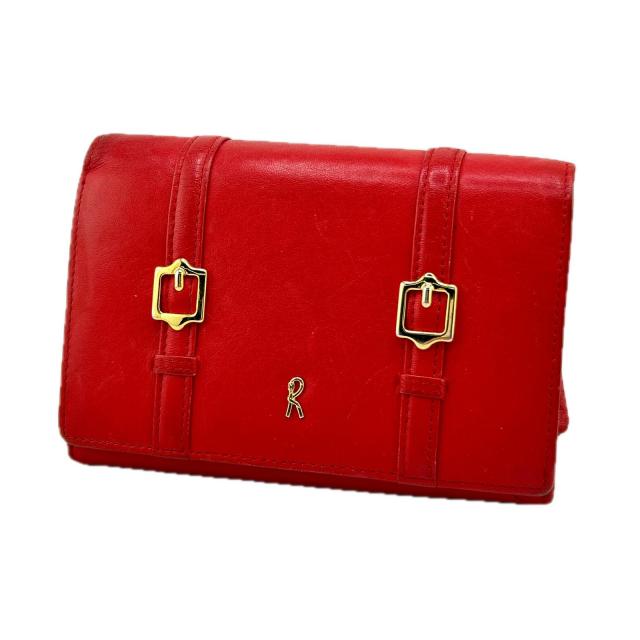 【X'masセール★30%OFF】ロベルタ・ディ・カメリーノ Roberta di Camerino 長財布Rマーク レッド×ゴールド レディース 中古