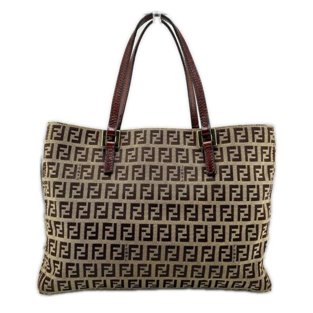 Fendi フェンディ トートバッグ ズッキーノ ナイロンキャンバス ブラウン フェンディ FENDI トートバッグズッキーノ ブラウン×カーキ×ゴールド