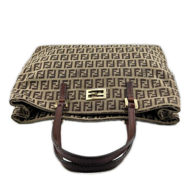 フェンディ FENDI トートバッグズッキーノ ブラウン×カーキ×ゴールド