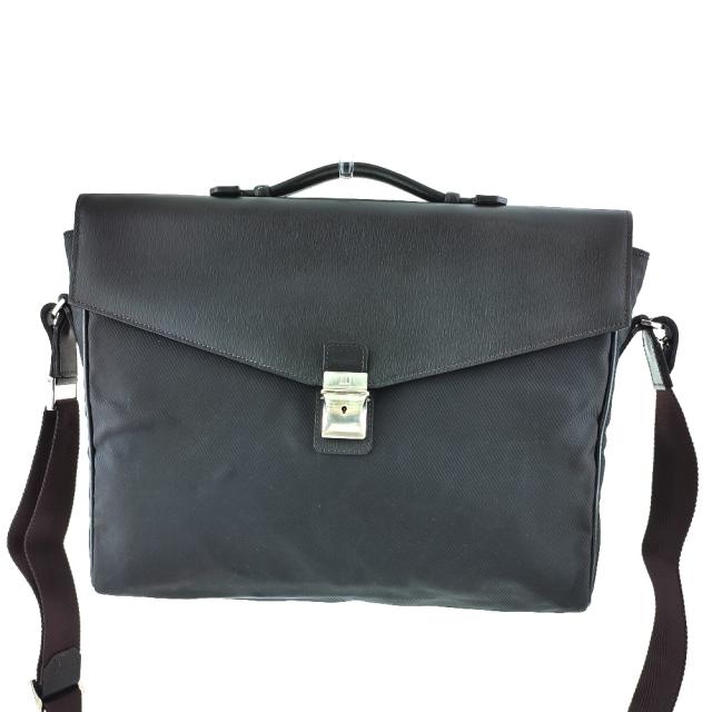 【BIGお買い物ラリー★30%OFFセール中】ダンヒル Dunhill ビジネスバッグロゴプレート 2WAYショルダー ブラック ブラウン シルバー メンズ 中古