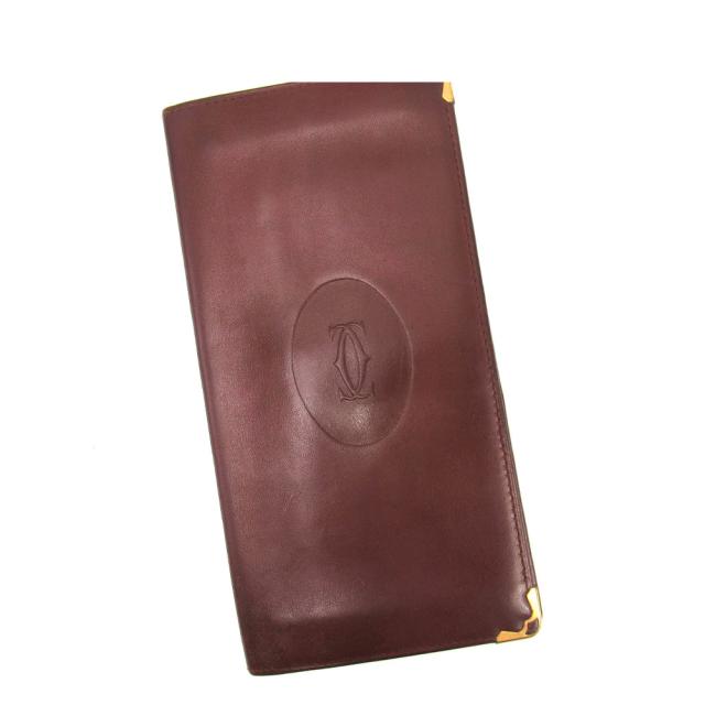 【BIGお買い物ラリー★30%OFFセール中】カルティエ CARTIER 札入れマストライン ボルドー レディース 中古