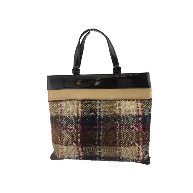 【BIGお買い物ラリー★30%OFFセール中】バーバリー BURBERRY トートバッグチェック ベージュ ブラック ブラウン系 レディース 中古