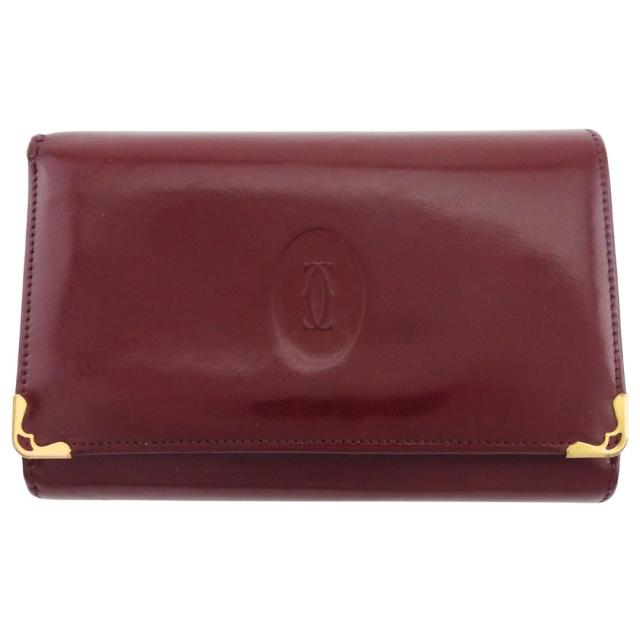 【BIGお買い物ラリー★30%OFFセール中】カルティエ CARTIER 長財布マストライン 角プレート ボルドー レディース 中古