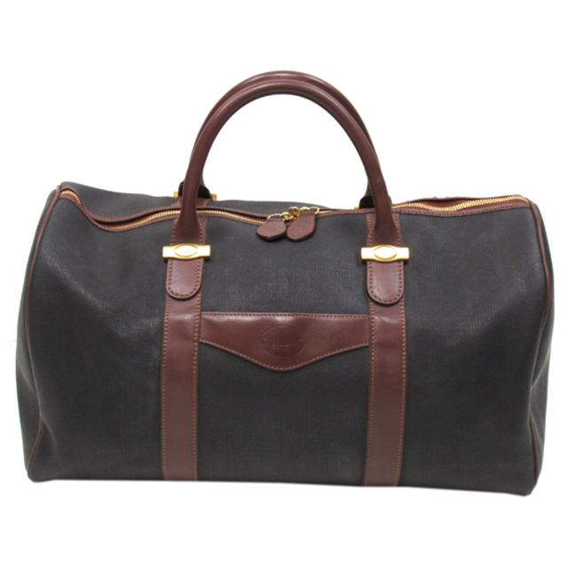 【X'masセール★30%OFF】ダンヒル Dunhill ボストンバッグヘリンボーン ブラック ブラウン レディース 中古