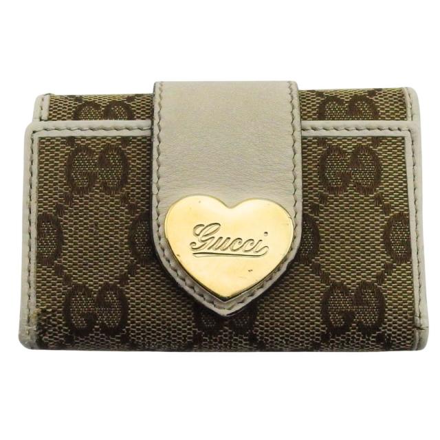 【X'masセール★30%OFF】グッチ GUCCI キーケースGGキャンバス ラブリーハート ベージュ ブラウン アイボリー レディース 中古