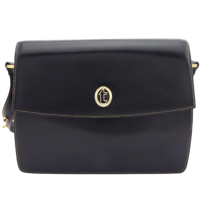 【BIGお買い物ラリー★30%OFFセール中】ア・テストーニ a.testoni ショルダーバッグｔマーク ブラック レディース 中古