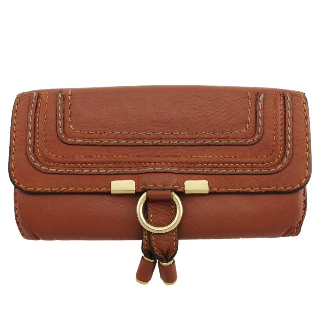 【BIGお買い物ラリー★30%OFFセール中】クロエ Chloe 長財布 マーシー ブラウン レザー×ゴールド金具 レディース 中古