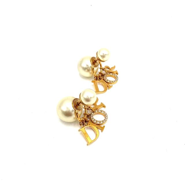 【週末セール★30％OFF】クリスチャンディオール Christian Dior ピアスレタリング チャーム トライバル D.I.O.R.シグネチャー ゴールド メタル レディース 中古_1