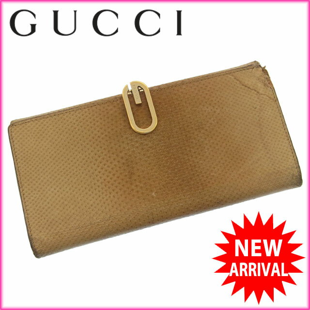 グッチ 長財布 Wホック 二つ折り Gモチーフクリップ付き ロゴ 中古の通販は