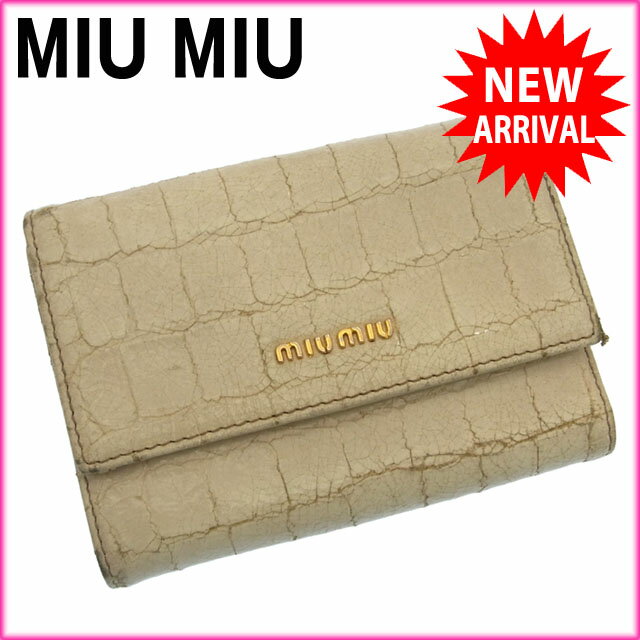 ミュウミュウ 三つ折り財布 クロコ型押し 【公式通販】