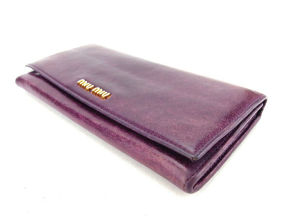 ミュウミュウ 長財布 ファスナー付き長財布 ロゴ 中古