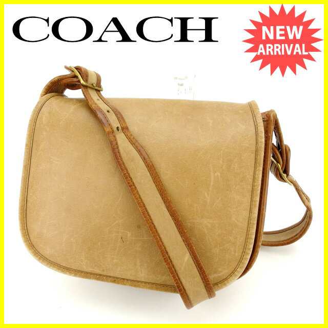 コーチ ショルダーバッグ 斜め掛けショルダー ベージュ×ゴールド COACH バッグ バック 肩掛け 収納 バッグ 1点物 T14311 中古