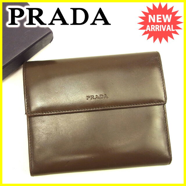 プラダ 三つ折り財布 ロゴ 中古の通販は 15,316円