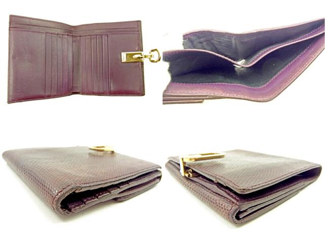 グッチ Wホック財布 二つ折り 財布 リザード型押し 中古の通販はau PAY 