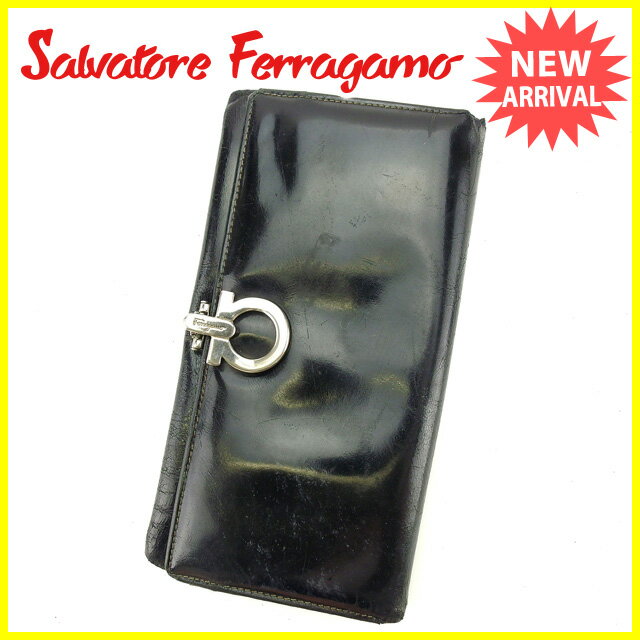 サルヴァトーレフェラガモ 長財布 ファスナー付き長財布 ガンチーニ金具 中古の通販は