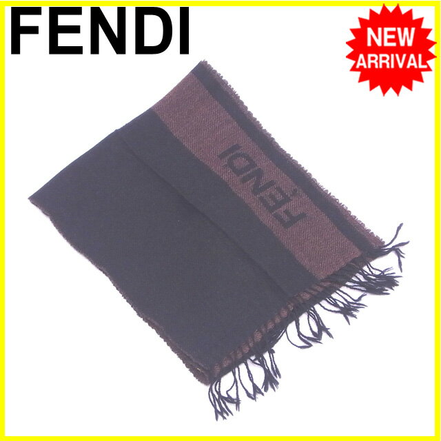 フェンディ マフラー フリンジ付き ロゴライン 中古の通販は