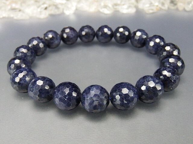 サファイア ブレスレット カット 12mm 18.5cm メンズL レディースLL サイズ 誕生石 9月 天然石 パワーストーン サファイヤ メンズ レディース プレゼント 新宿銀の蔵] サファイア ブレスレット カット 7.5mm 17～18.5cm M～LL