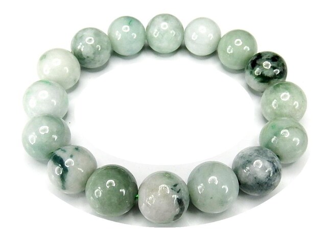 緑入り柄入りひすい大玉約13mm天然石数珠ブレスレット本翡翠ジェダイト硬玉の通販は