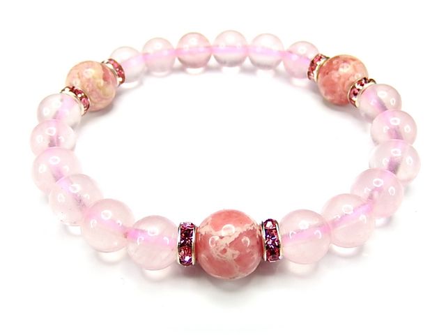 フラワーインカローズローズクォーツ女性天然石ブレスレットバラ人生石街の通販はau Pay マーケット 石街