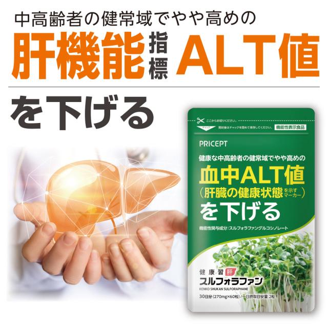 期間限定特価+1個付　送料無料　ゆうパケット配送　肝機能を示す血中ALT値を下げる 健康習肝 スルフォラファン 機能性表示食品　60粒30日分　5個組　ブロッコリースプラウト 肝臓 超硫黄分子 健康食品 サプリ_3