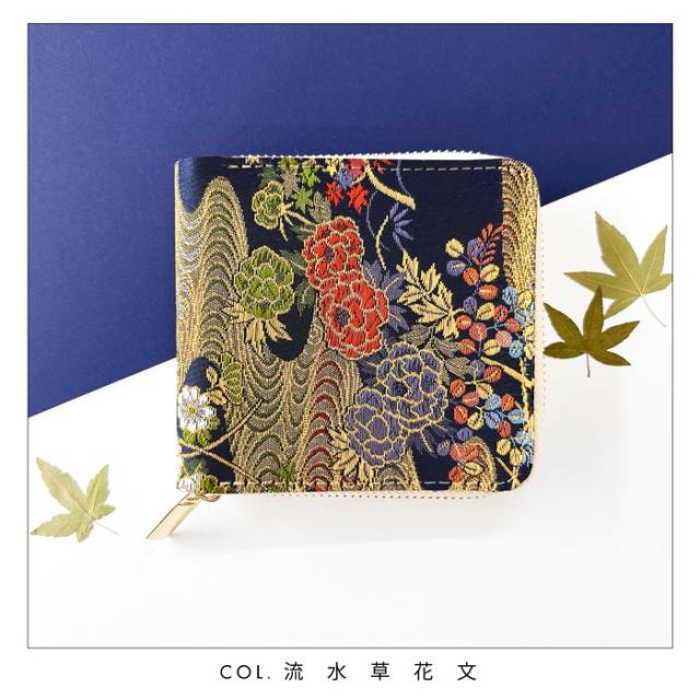 西陣織 財布 レディース ラウンド型財布 二つ折り財布 明 金襴 和風 和柄 桜 ラウンドファスナー 小銭入れ 二つ折り コンパクト 薄型 カード入れ ウォレット コインケース付き_1