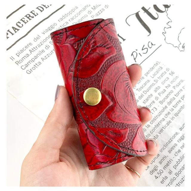 キーケース キーホルダー スマートキー 鍵 カギ 収納 レディース 三つ折り 牛革 レザー 鍵入れ スリム コンパクト 4連キーケース 4連 本革 アンティーク調 バラ キーケース キーホルダー スマートキー 鍵 カギ 収納 レディース 三つ折り 牛革 レザー 鍵入れ スリム コンパクト 4連キーケース 4連 本革 アンティーク調 バラ