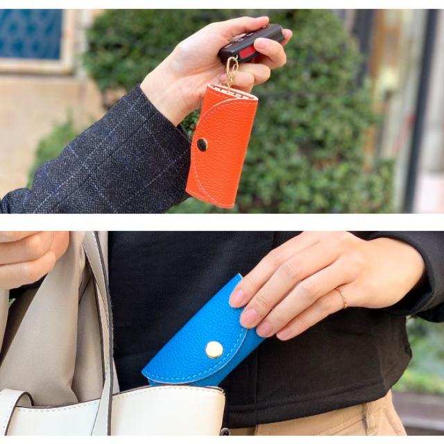 キーケース メンズ レディース スマートキー スリム コンパクト キーホルダー 三つ折り 牛革 レザー 鍵入れ 鍵 カギ 収納 4連キーケース 4連 本革 紳士淑女の通販は