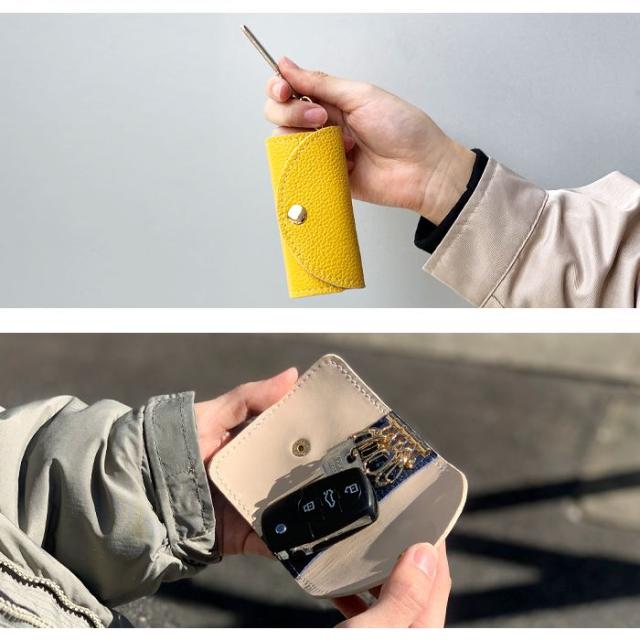 キーケース メンズ レディース スマートキー スリム コンパクト キーホルダー 三つ折り 牛革 レザー 鍵入れ 鍵 カギ 収納 4連キーケース 4連 本革 紳士淑女の通販は