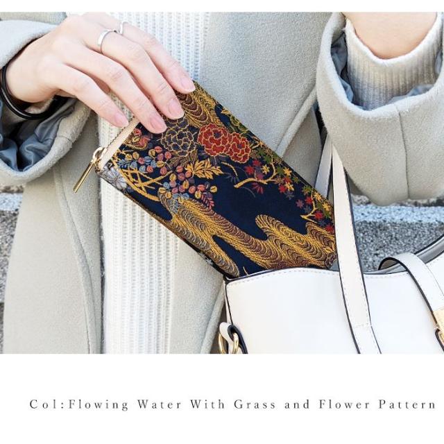 西陣織 金襴 竹 長財布 レディース 財布 ラウンドファスナー カード