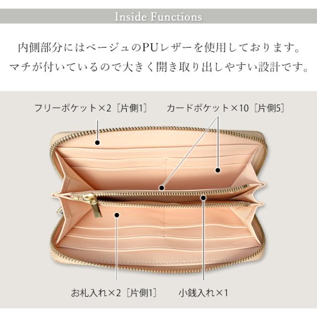 長財布 レディース 本革 財布 ラメ フラワー 花柄 花 ラウンドファスナー ウォレット 革 牛革 レザー カード収納 革財布 ラウンド長財布 サイフ さいふ_8