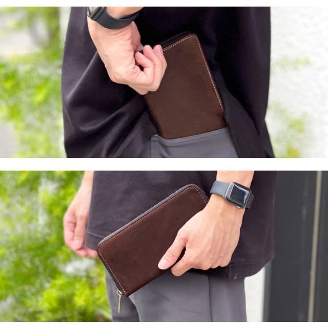 財布 長財布 本革 馬ヌメ クラシック ラウンドファスナー サイフ